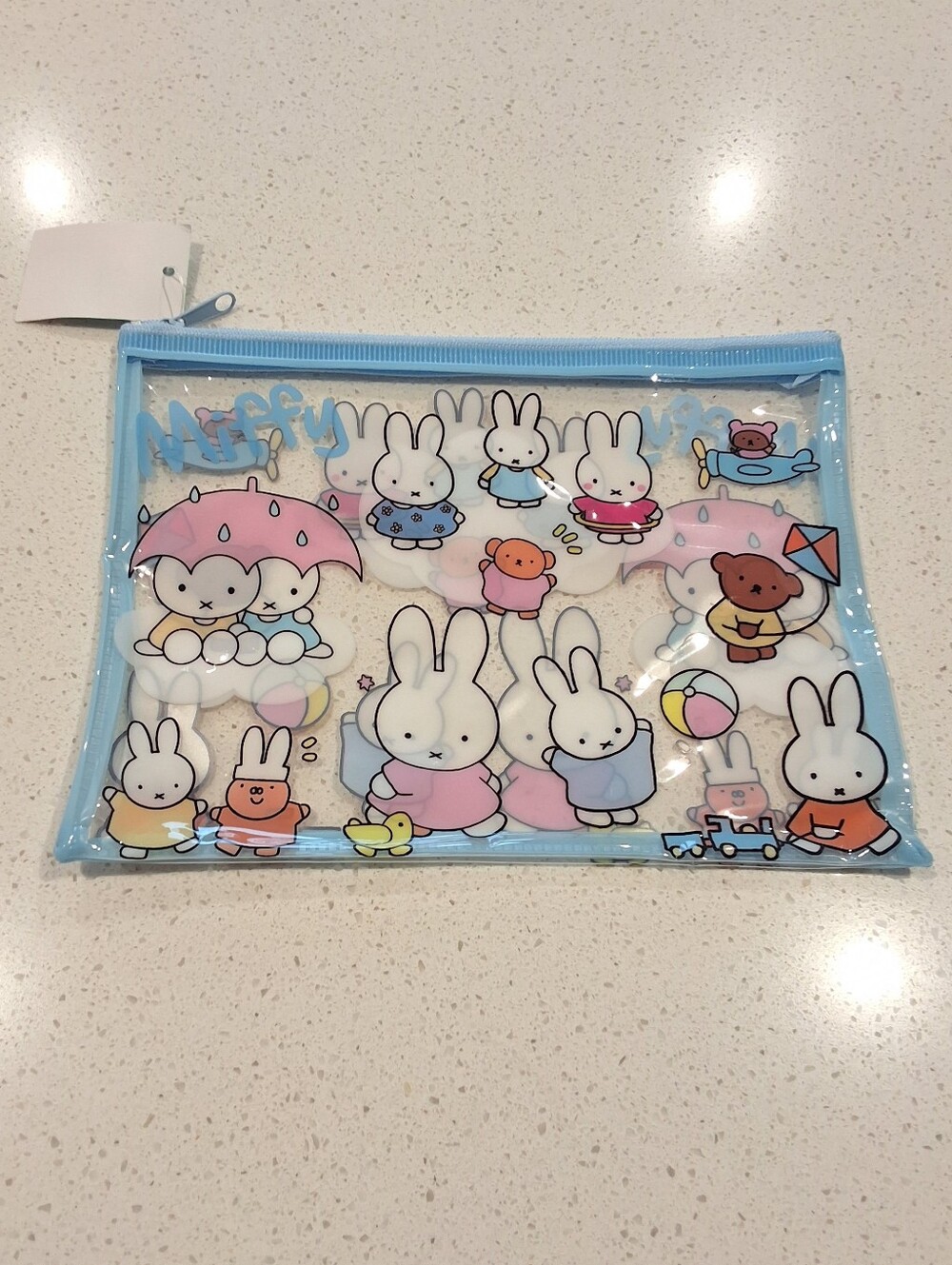 Miffy Clear Mesh Zipper Pouch Organizer- Cute & Functional Storage Bag, Blue